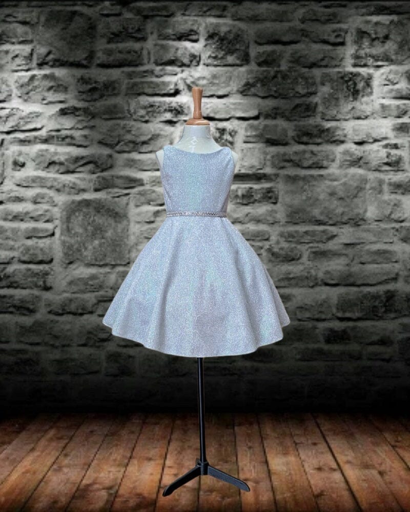Girls' Short Sleeveless Metallic Glitter Dress by Calla D817 - Image 3
