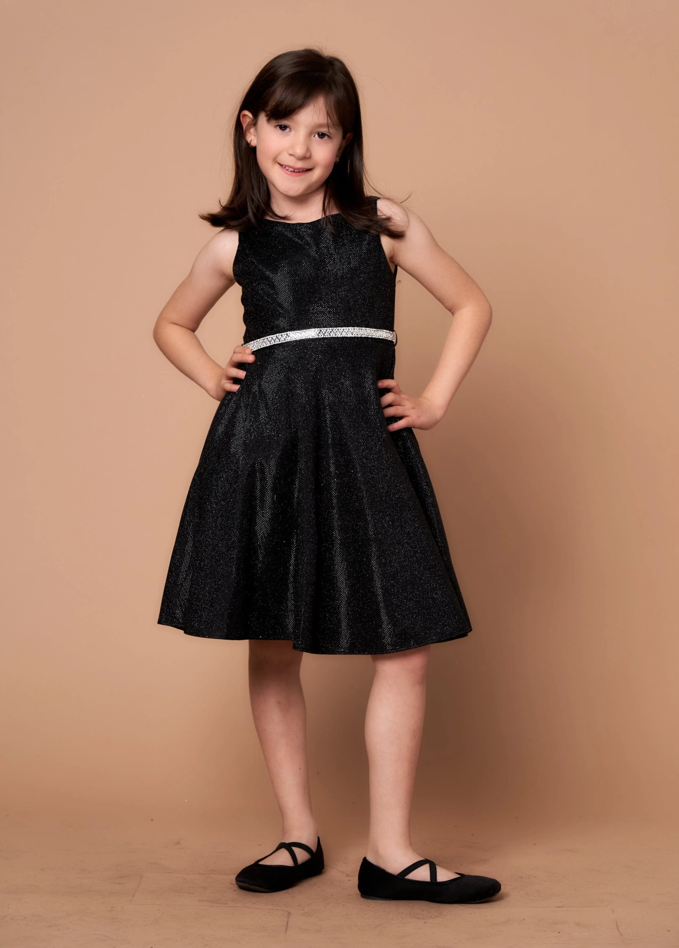 Girls' Short Sleeveless Metallic Glitter Dress by Calla D817 - Image 4