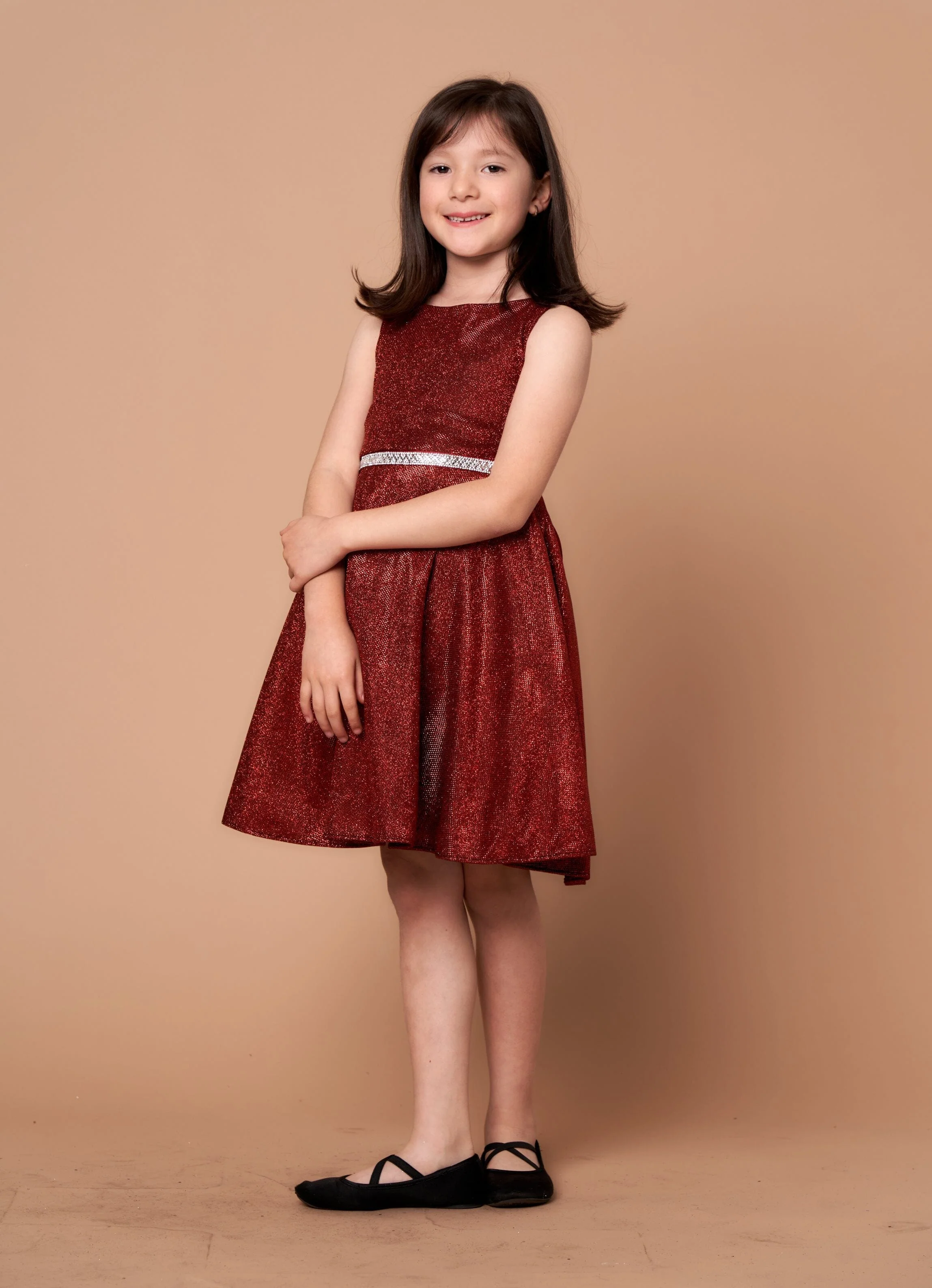 Girls' Short Sleeveless Metallic Glitter Dress by Calla D817 - Image 5