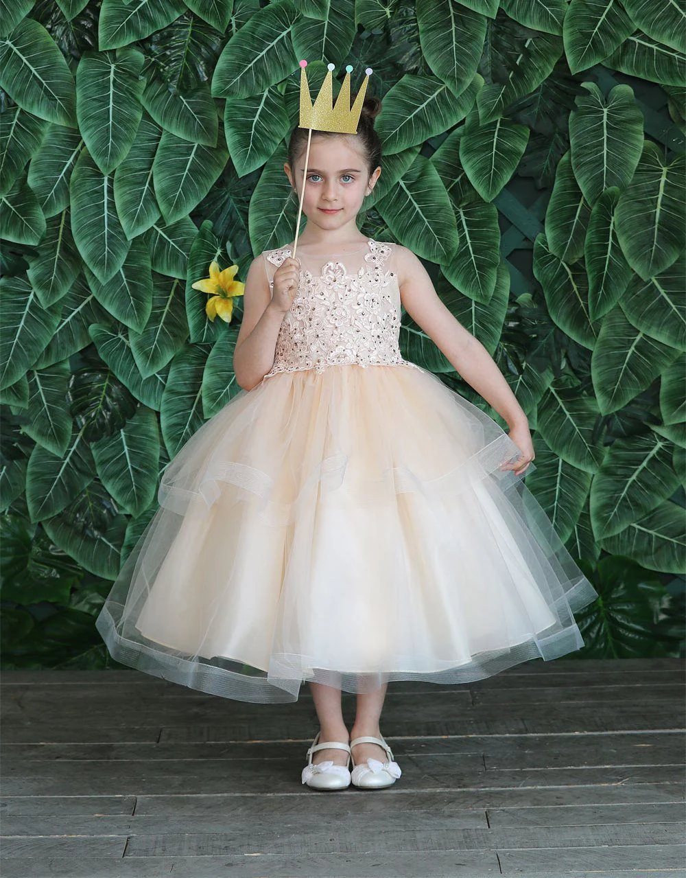 Girls Tulle Dress with Embroidered Bodice by Calla D792 - Image 3