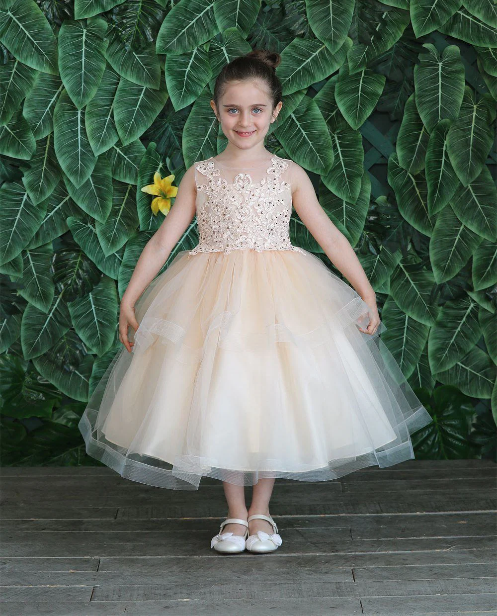 Girls Tulle Dress with Embroidered Bodice by Calla D792 - Image 5
