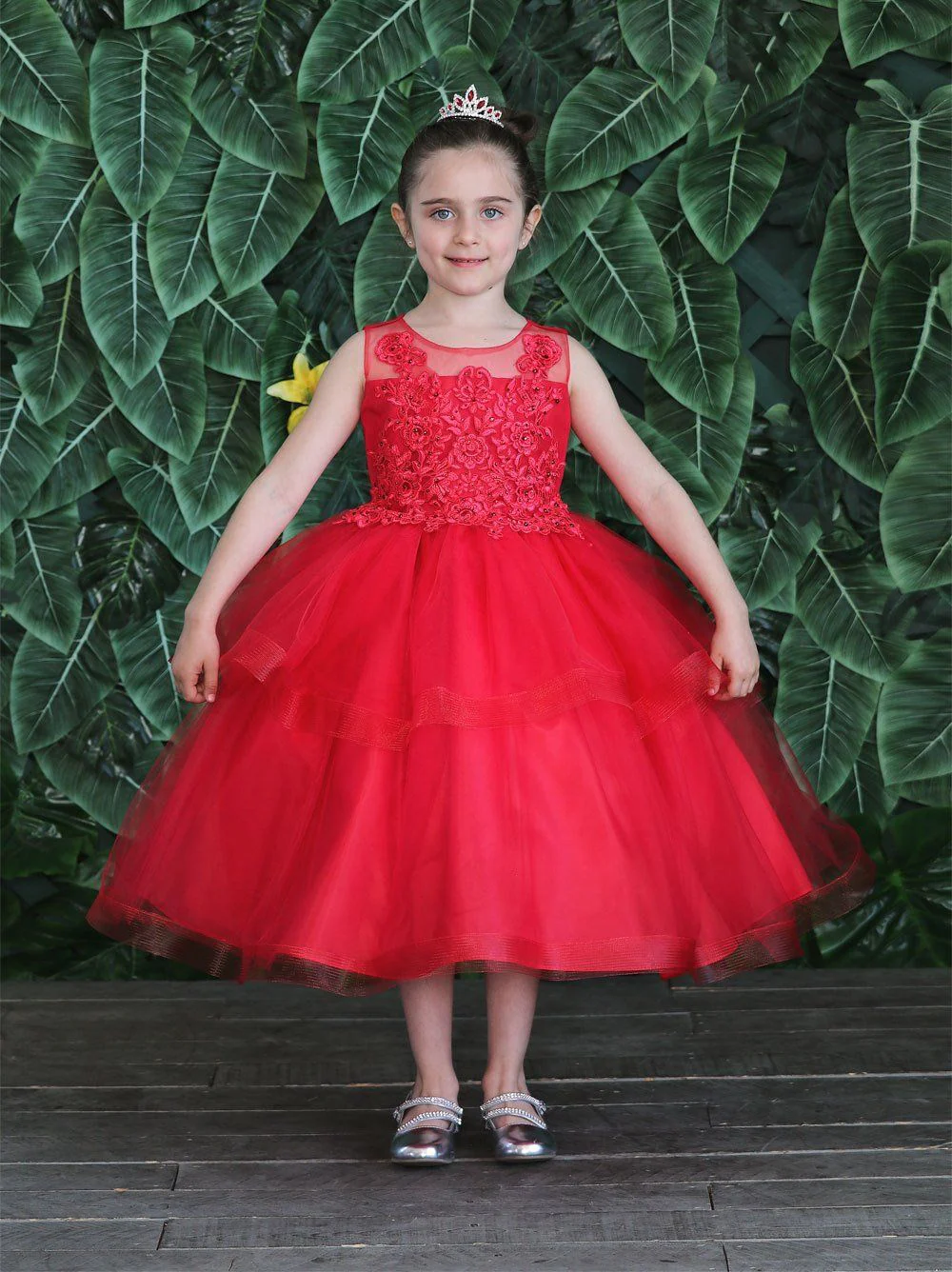 Girls Tulle Dress with Embroidered Bodice by Calla D792 - Image 6