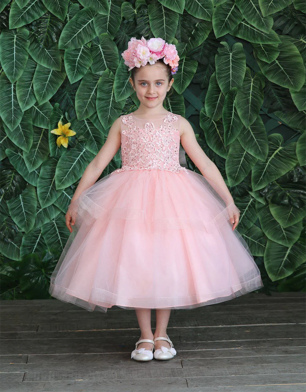 Girls Tulle Dress with Embroidered Bodice by Calla D792 - Image 8