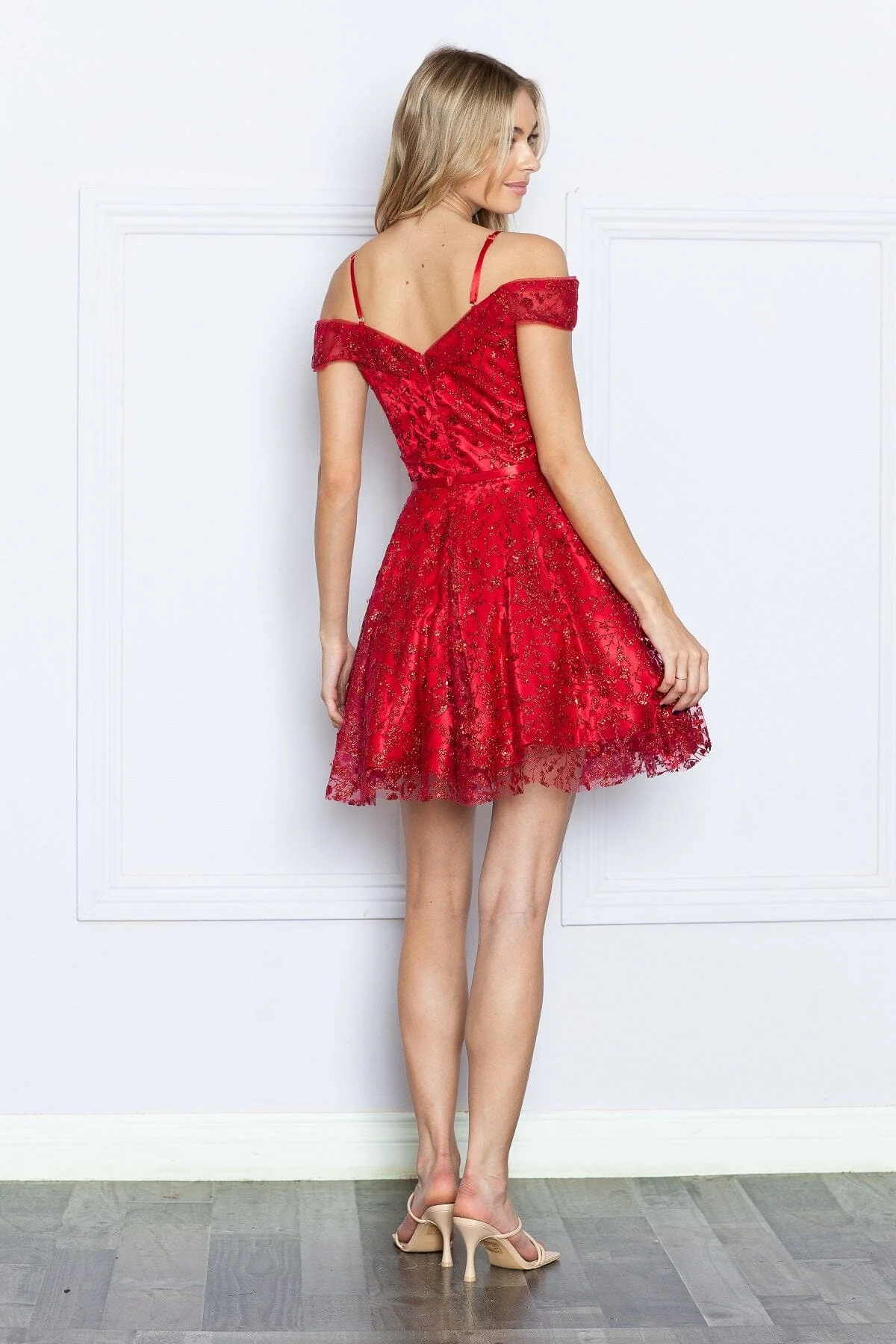 Poly USA 9198 Embroidered Short Cold Shoulder Dress - Image 2