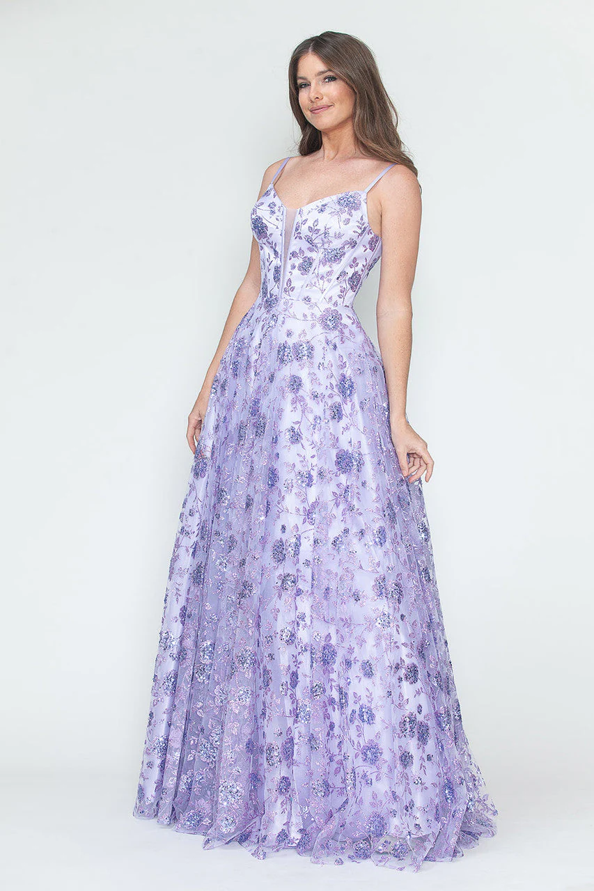Lenovia 8241 Glitter Appliqué Mesh Tulle Sleeveless Dress - Image 10