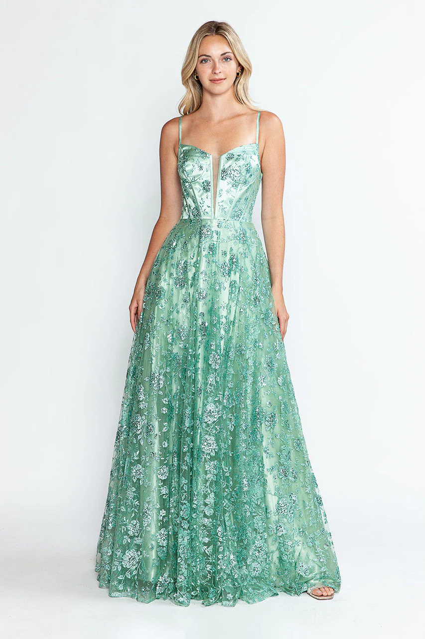 Lenovia 8241 Glitter Appliqué Mesh Tulle Sleeveless Dress - Image 17