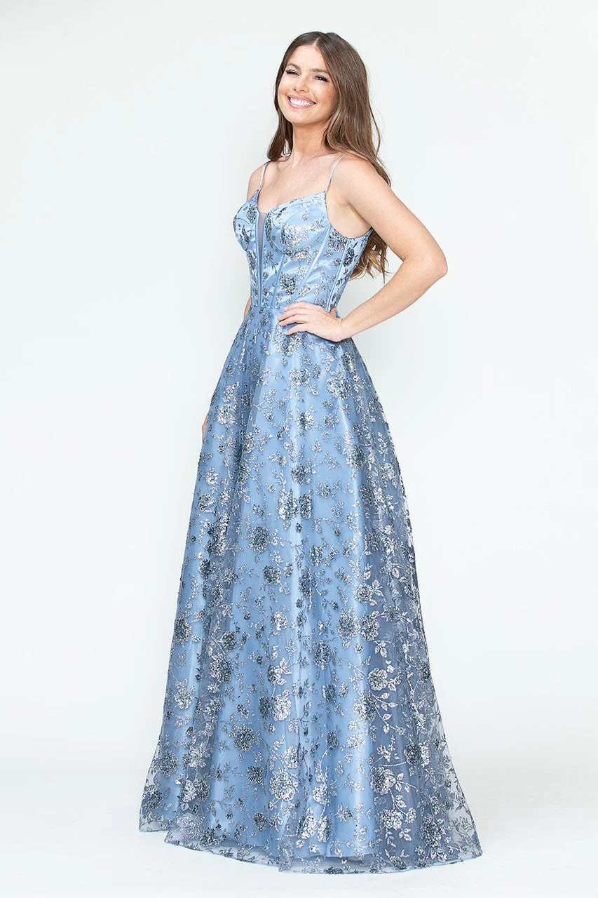 Lenovia 8241 Glitter Appliqué Mesh Tulle Sleeveless Dress - Image 3