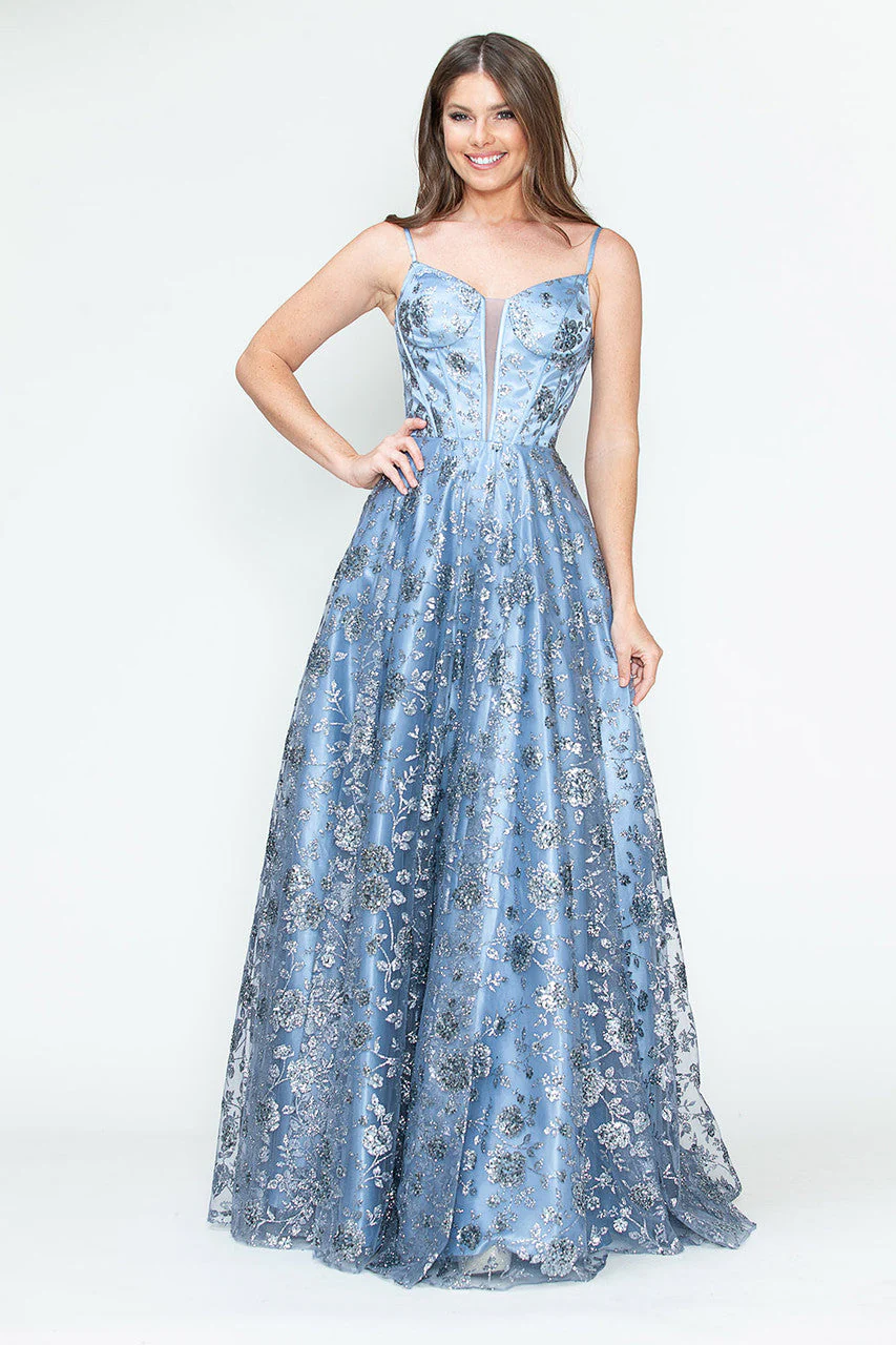 Lenovia 8241 Glitter Appliqué Mesh Tulle Sleeveless Dress - Image 4
