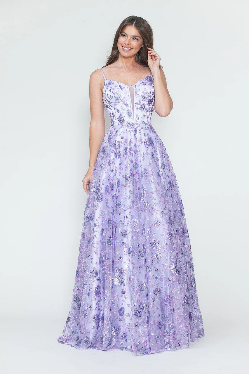 Lenovia 8241 Glitter Appliqué Mesh Tulle Sleeveless Dress - Image 9