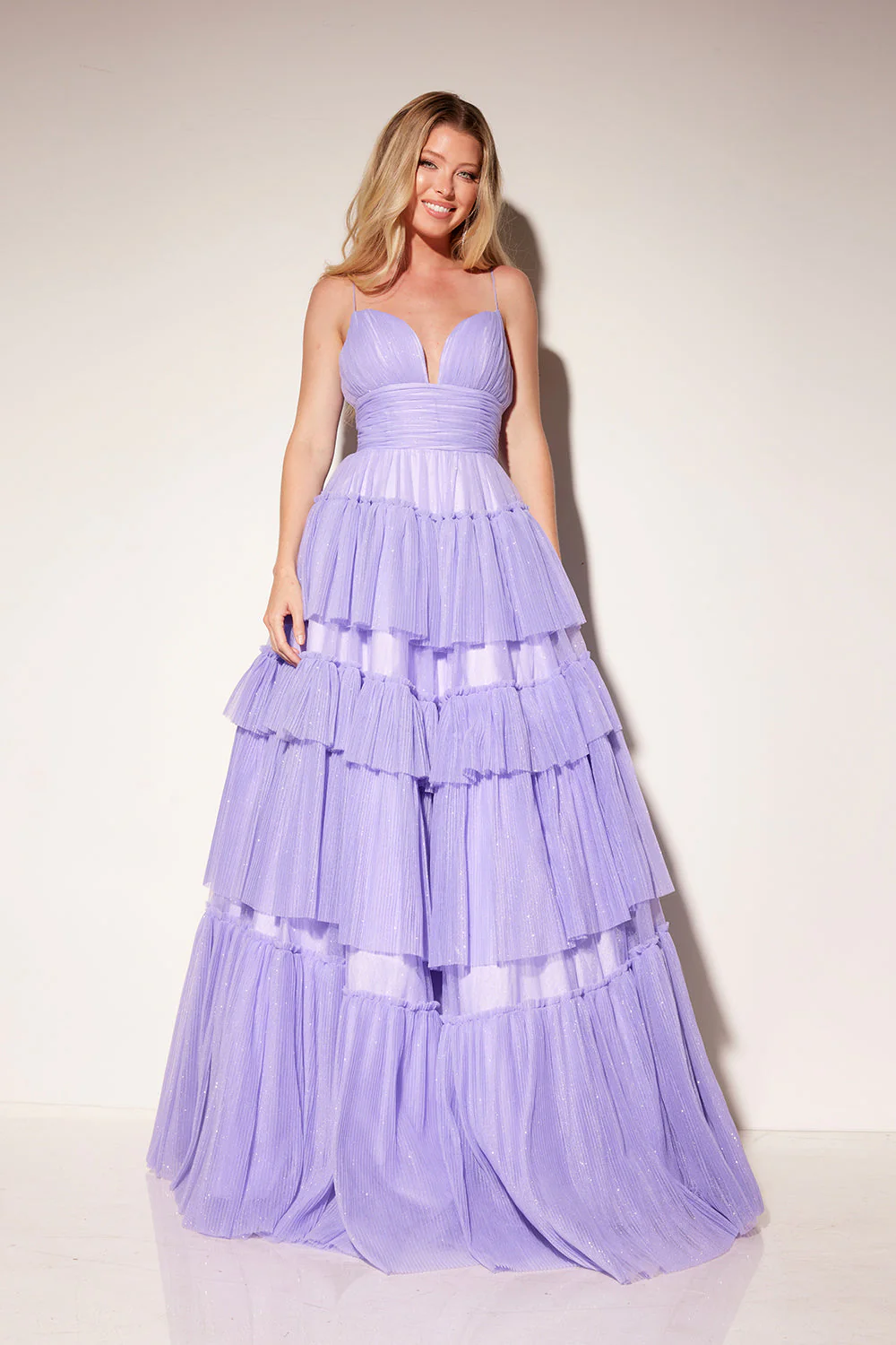 Glitter Sleeveless A-line Tiered Gown by Lucci Lu 1357 - Image 3