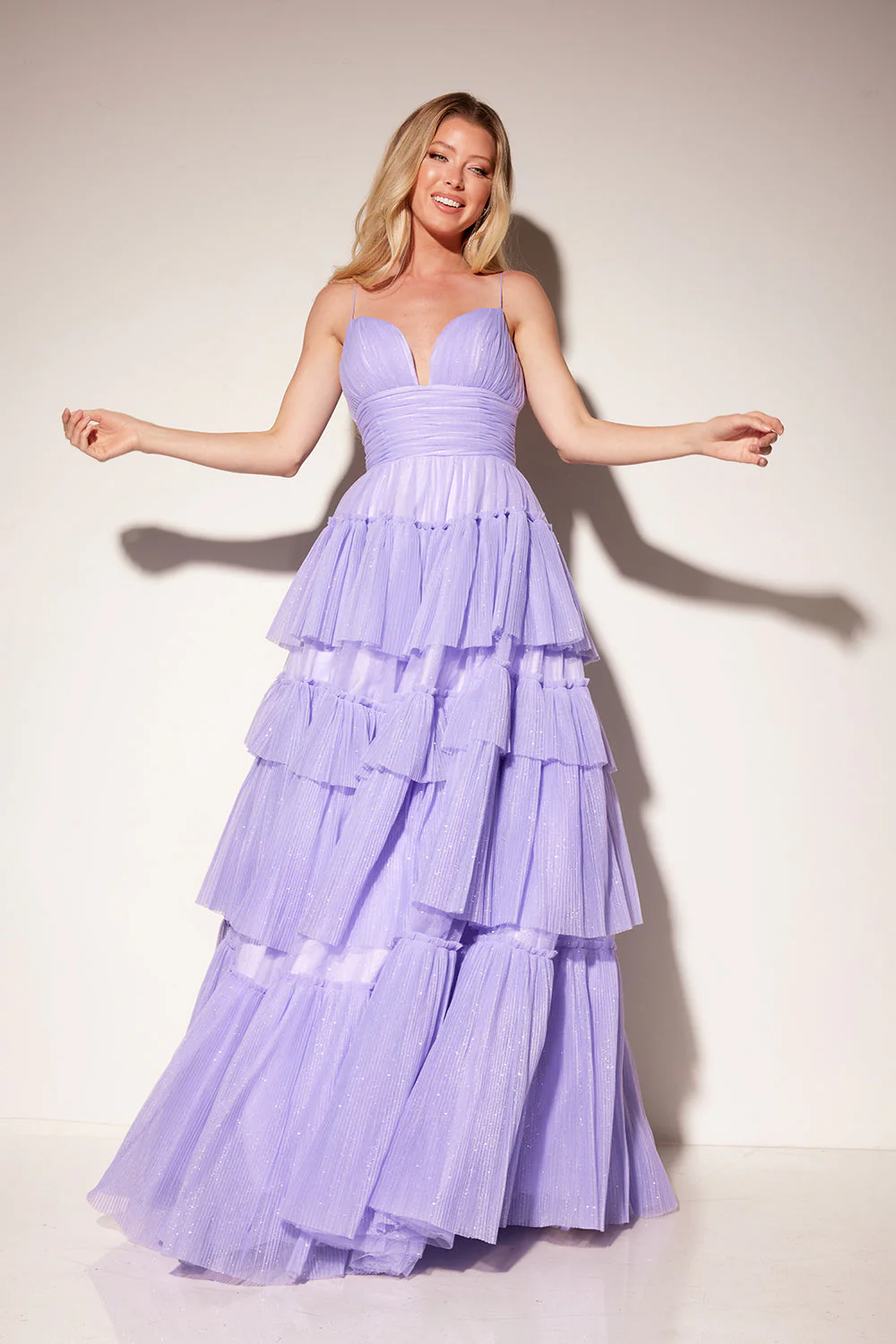 Glitter Sleeveless A-line Tiered Gown by Lucci Lu 1357 - Image 5
