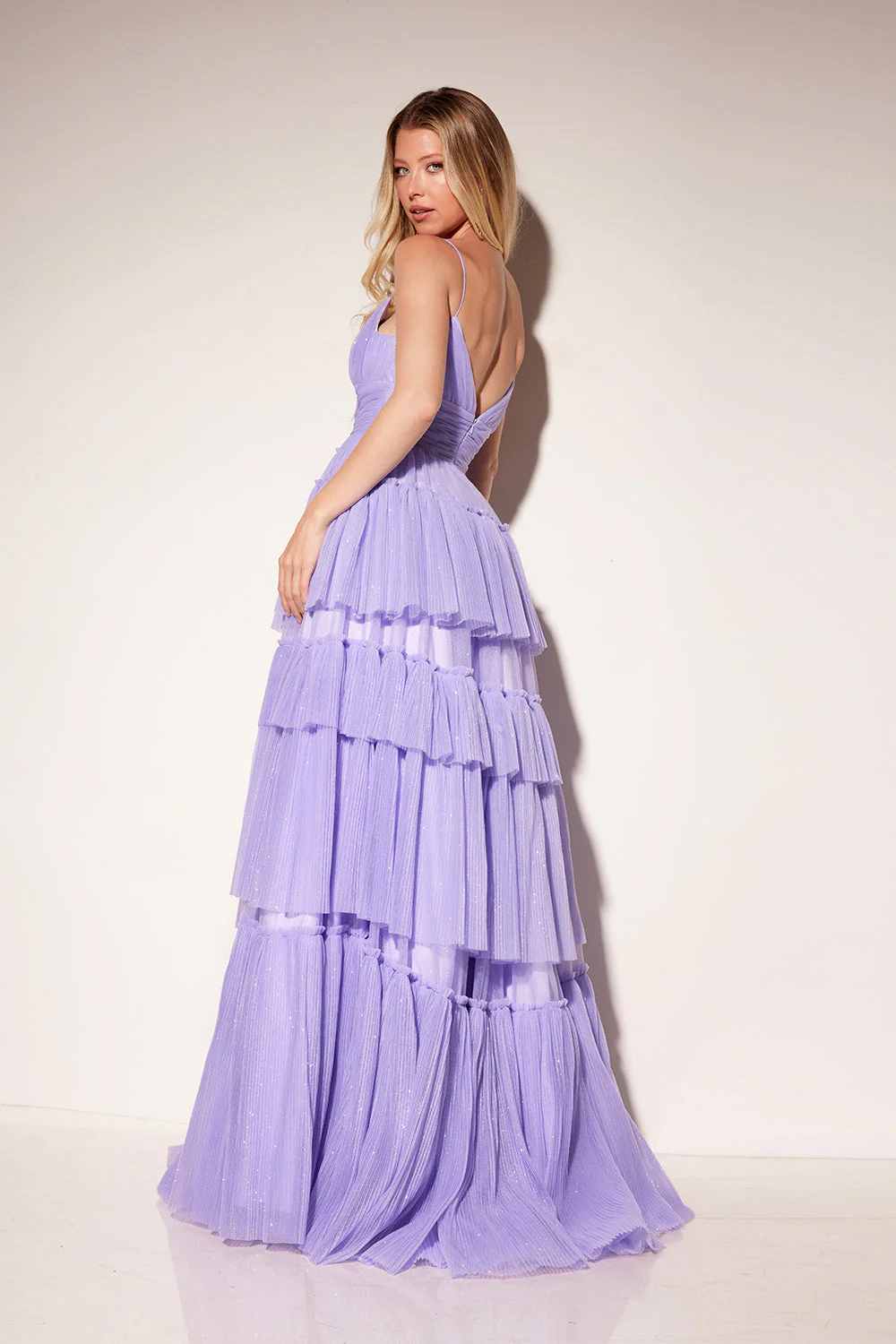 Glitter Sleeveless A-line Tiered Gown by Lucci Lu 1357 - Image 6