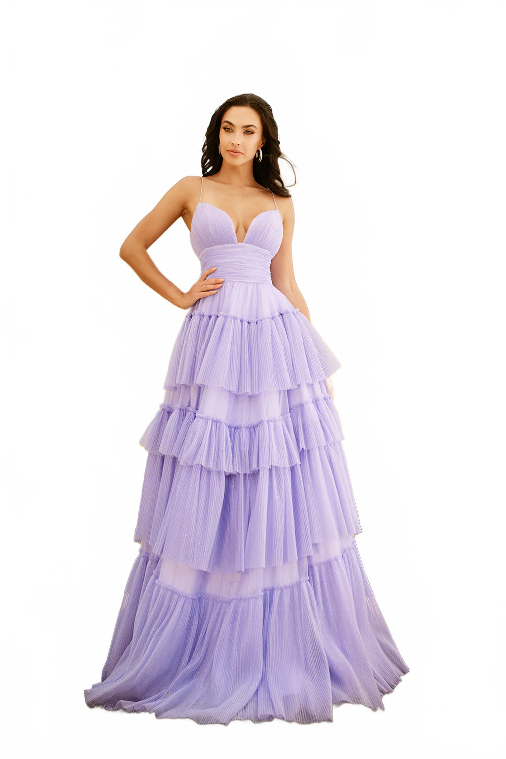 Glitter Sleeveless A-line Tiered Gown by Lucci Lu 1357 - Image 9