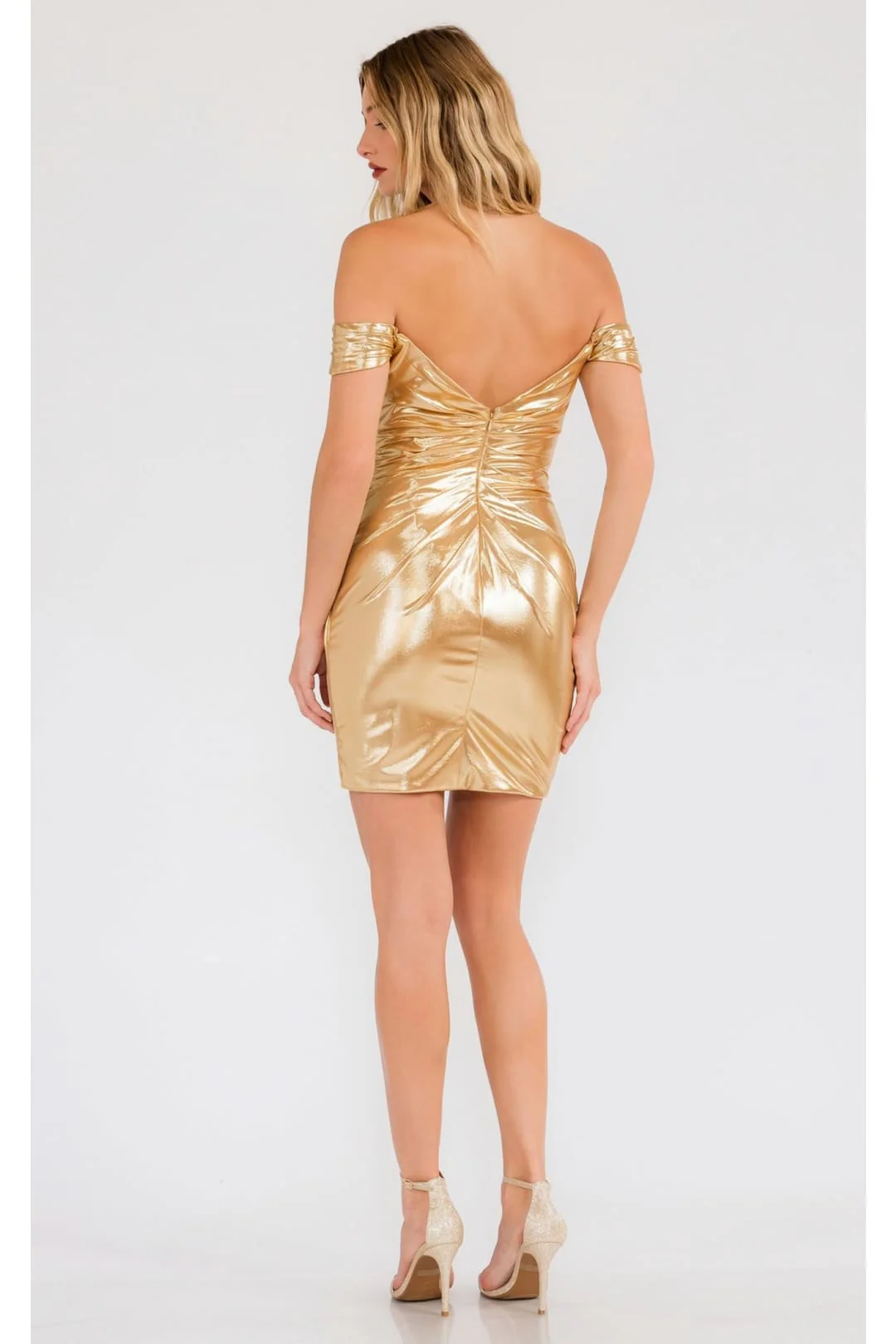 Gold Bridesmaid Dresses-Inexpensive Off-Shoulder Short Juliet JT945K - Image 3