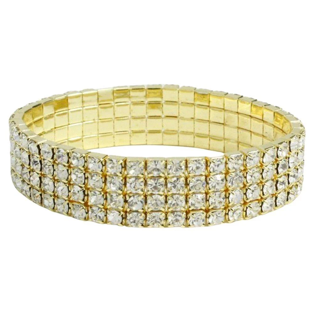 Gold Paved Encrusted Rhinestone Bracelet | Formal Dresses Accessories - Image 2