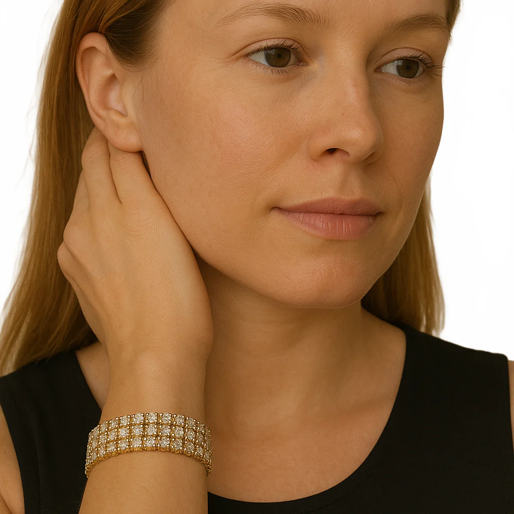 Gold Paved Encrusted Rhinestone Bracelet | Formal Dresses Accessories - Image 4