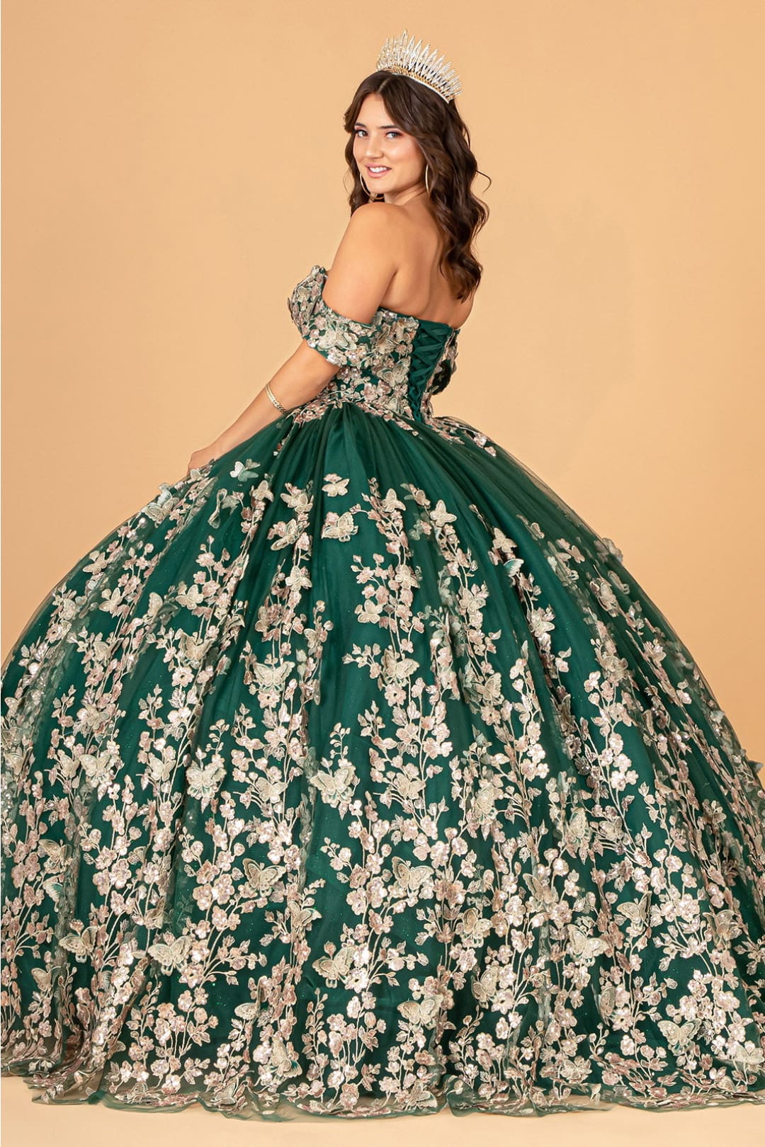 Green Gold Quinceanera Gown by Elizabeth KGL3077 - Image 2