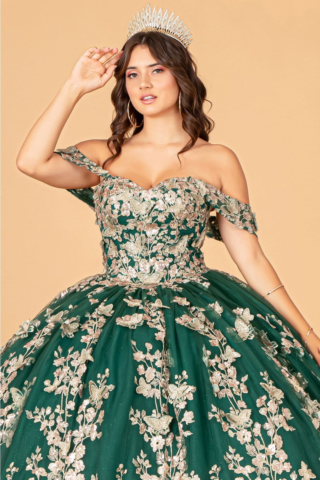 Green Gold Quinceanera Gown by Elizabeth KGL3077 - Image 4