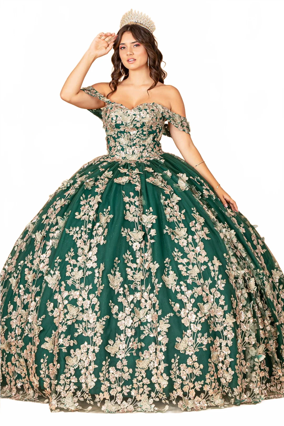 Green Gold Quinceanera Gown by Elizabeth KGL3077 - Image 6