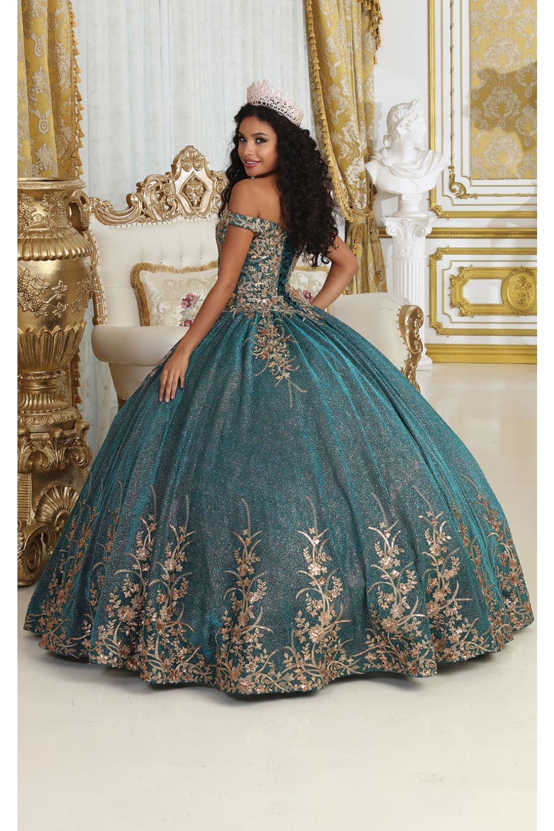 Layla K LK220 Off Shoulder Sparkling Lace Up Quinceanera Ball Gown - Image 9