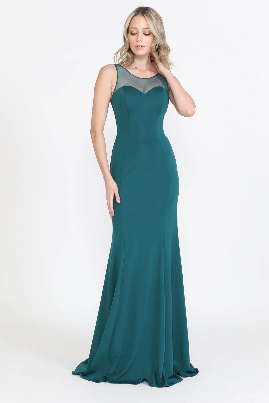 Green Bridesmaid Dresses-Inexpensive Poly USA 8148 Sleeveless Fitted