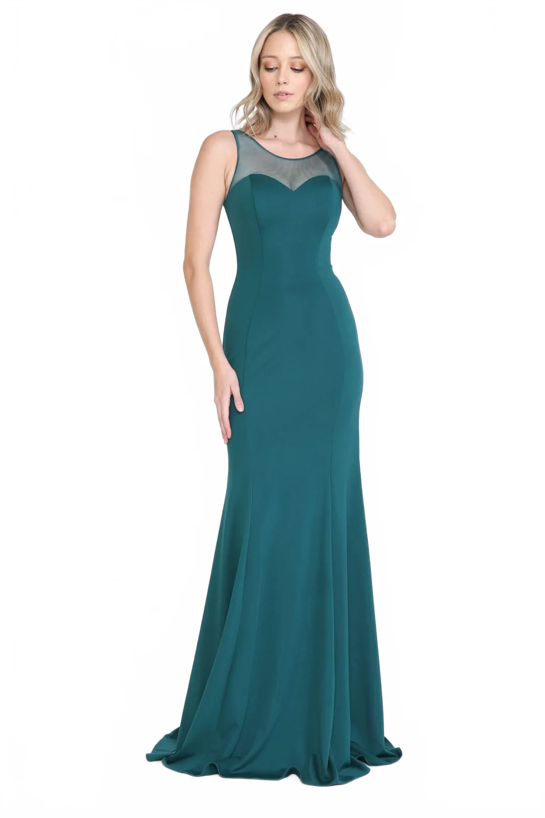 Green Bridesmaid Dresses-Inexpensive Poly USA 8148 Sleeveless Fitted - Image 4