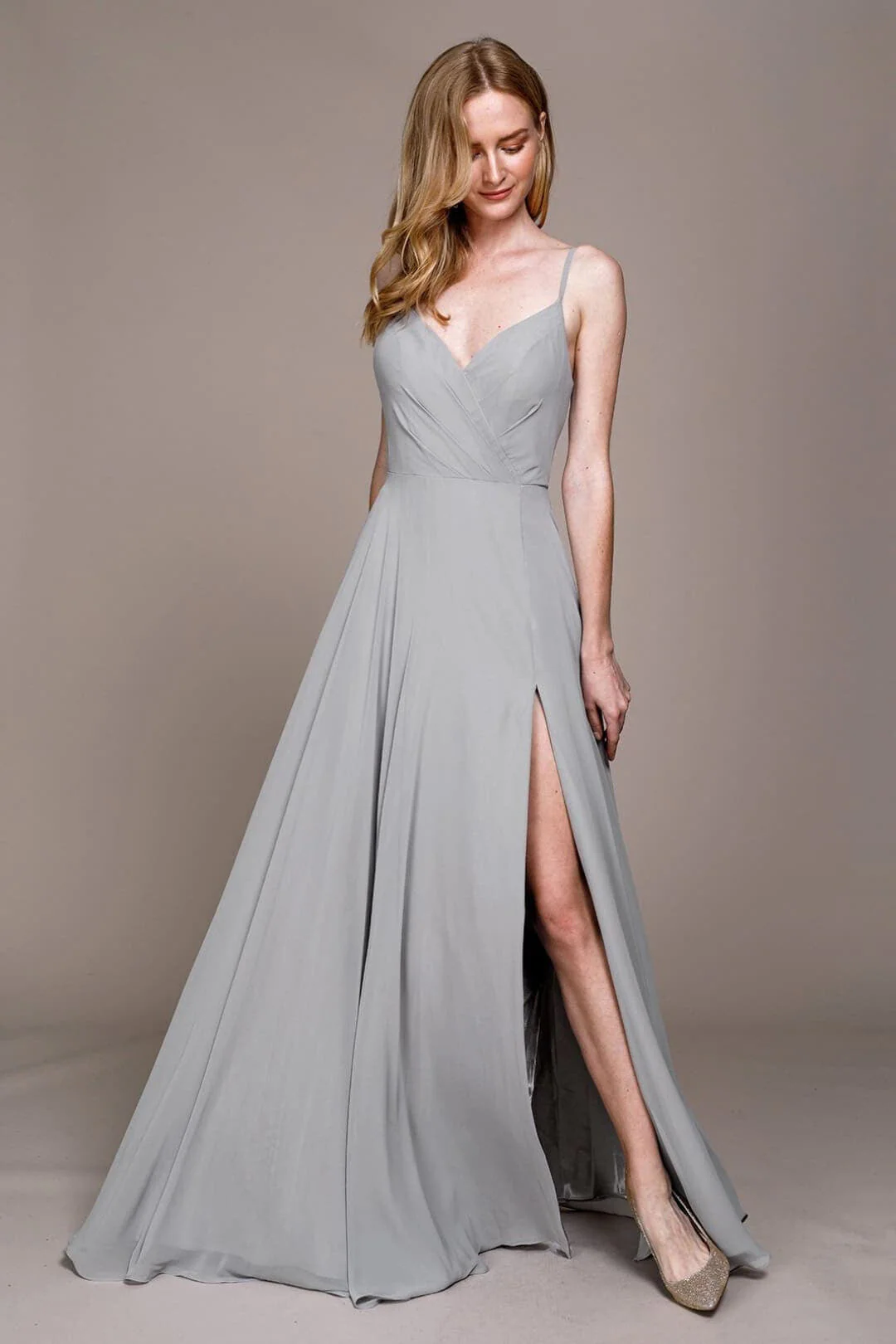 Grey Bridesmaid Dresses-Inexpensive Amelia Couture 477 Straps Prom