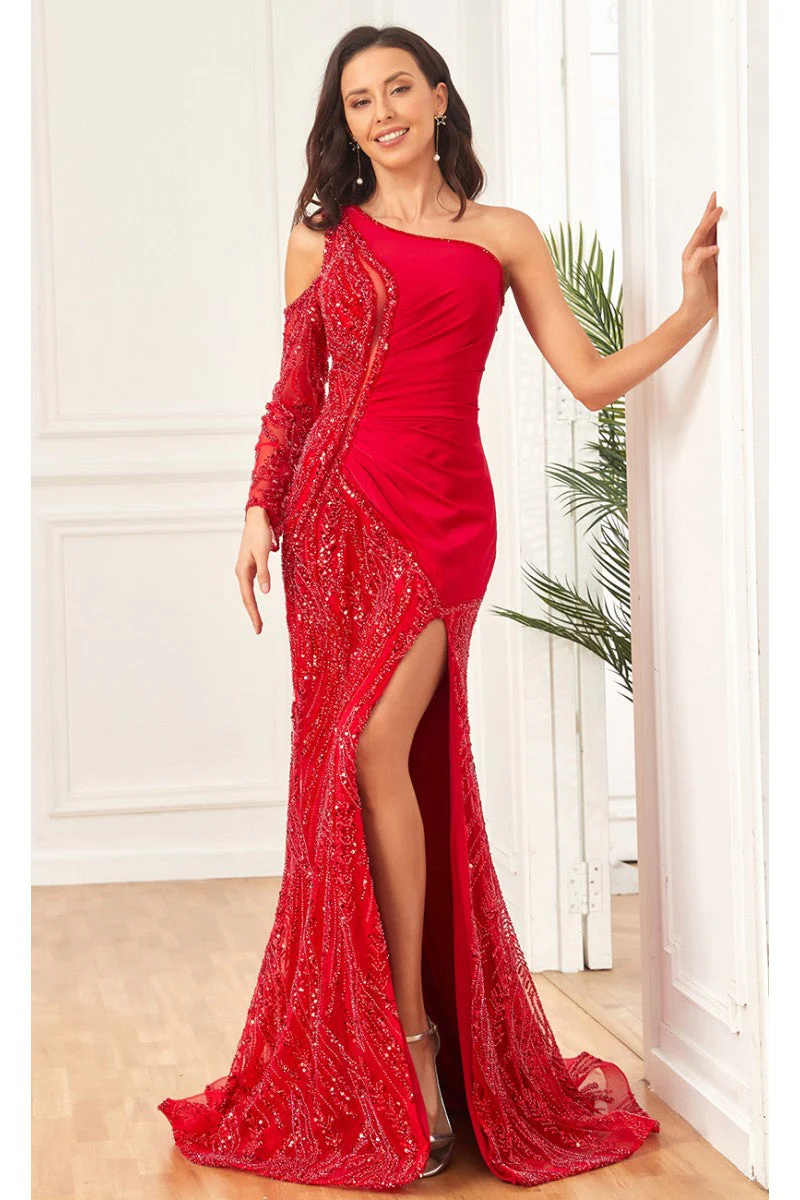 High Couture NR2289 Beaded Long Formal Slit Sequin Prom Dress - Image 3