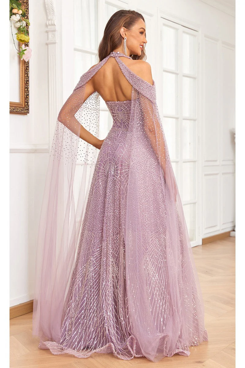 High Couture NR2340 A Line Ball Gown Long Formal Beaded Prom Dress - Image 2