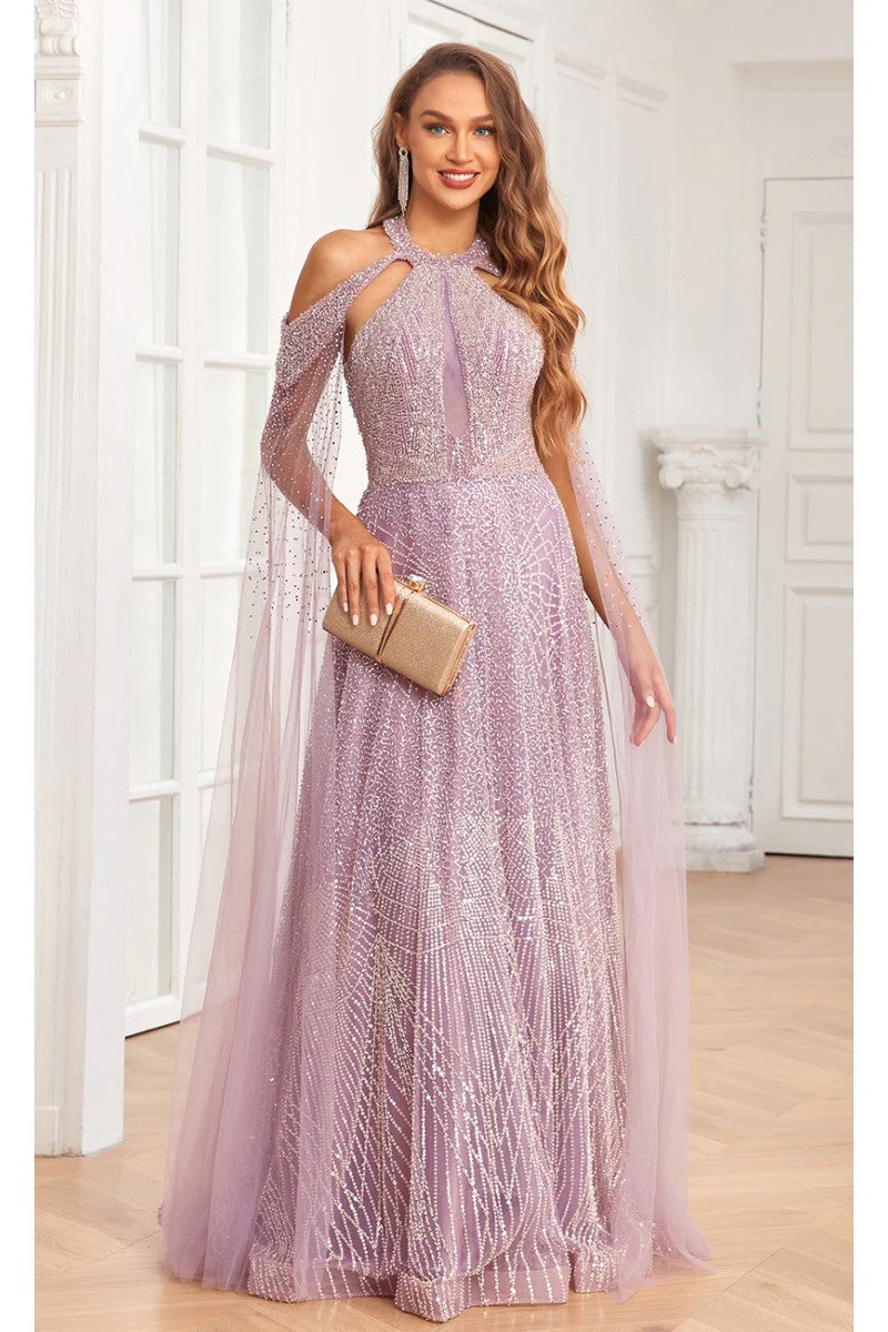 High Couture NR2340 A Line Ball Gown Long Formal Beaded Prom Dress - Image 3