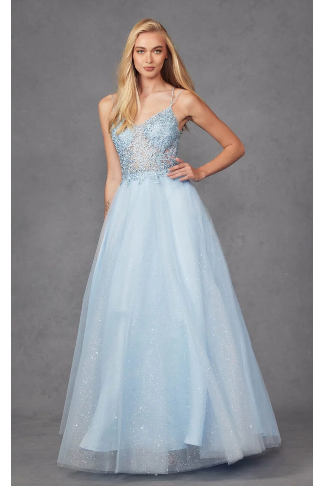 Ice Blue Bridesmaid Dresses-Inexpensive Embroidered Tulle Juliet 268