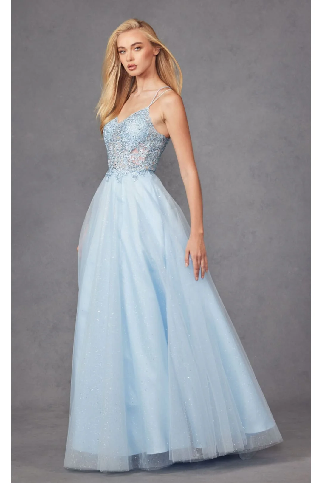 Ice Blue Bridesmaid Dresses-Inexpensive Embroidered Tulle Juliet 268 - Image 3