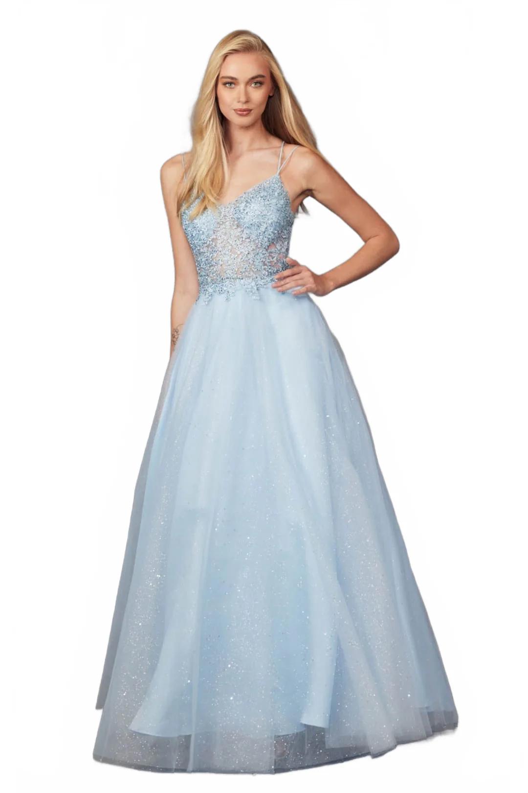 Ice Blue Bridesmaid Dresses-Inexpensive Embroidered Tulle Juliet 268 - Image 4