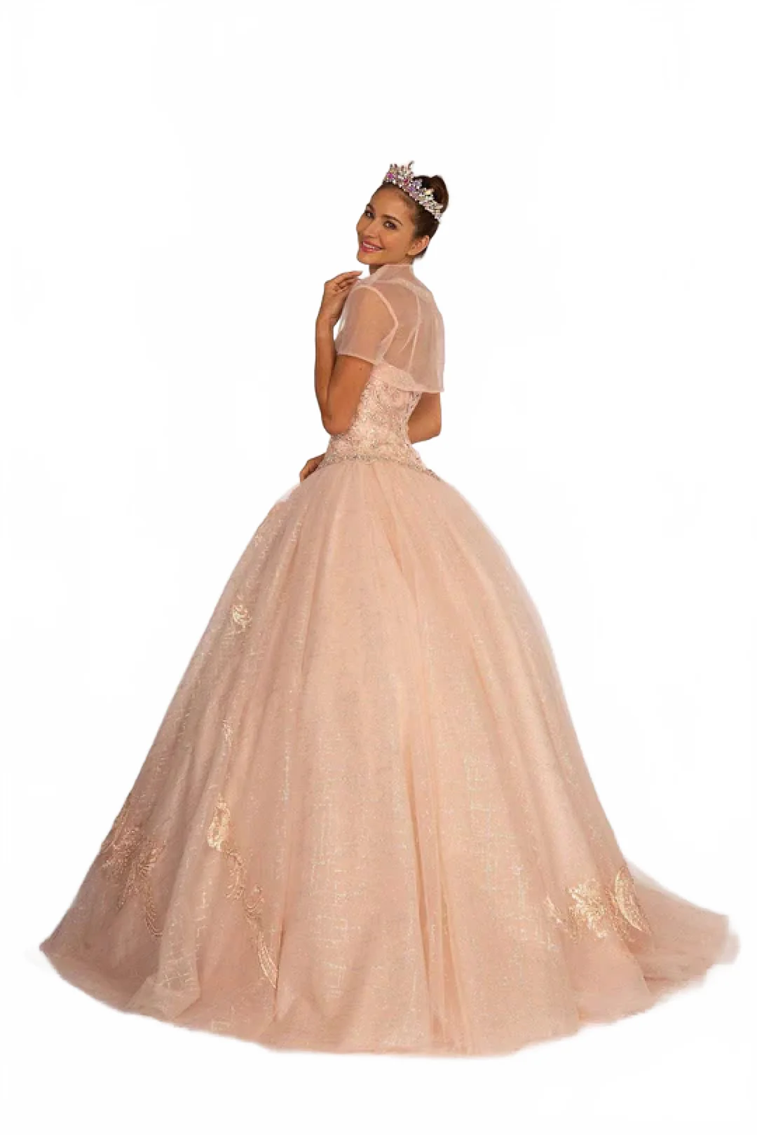 Illusion Sweetheart Glitter Ball Gown by Elizabeth K GL2600 - Image 10