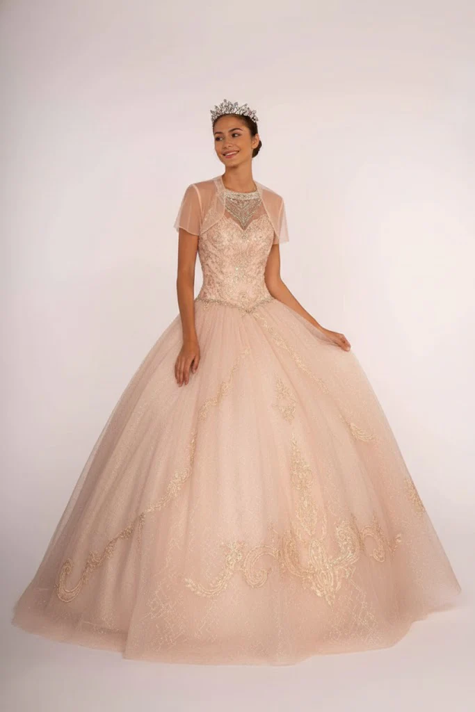 Illusion Sweetheart Glitter Ball Gown by Elizabeth K GL2600 - Image 11
