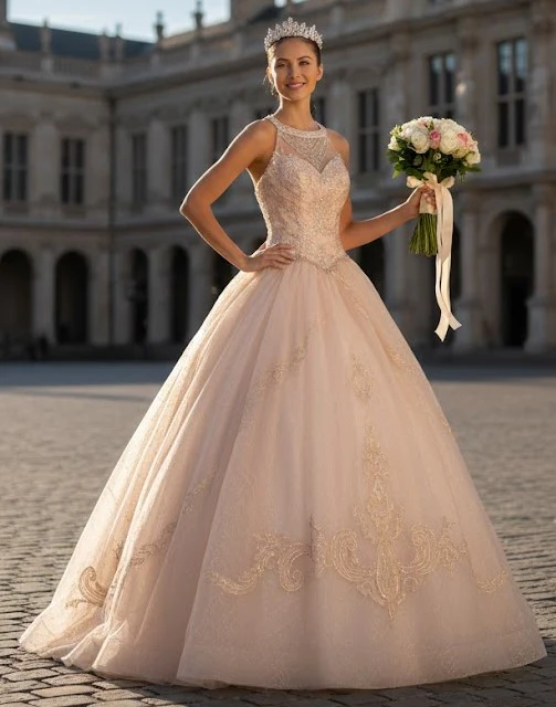 Illusion Sweetheart Glitter Ball Gown by Elizabeth K GL2600 - Image 3