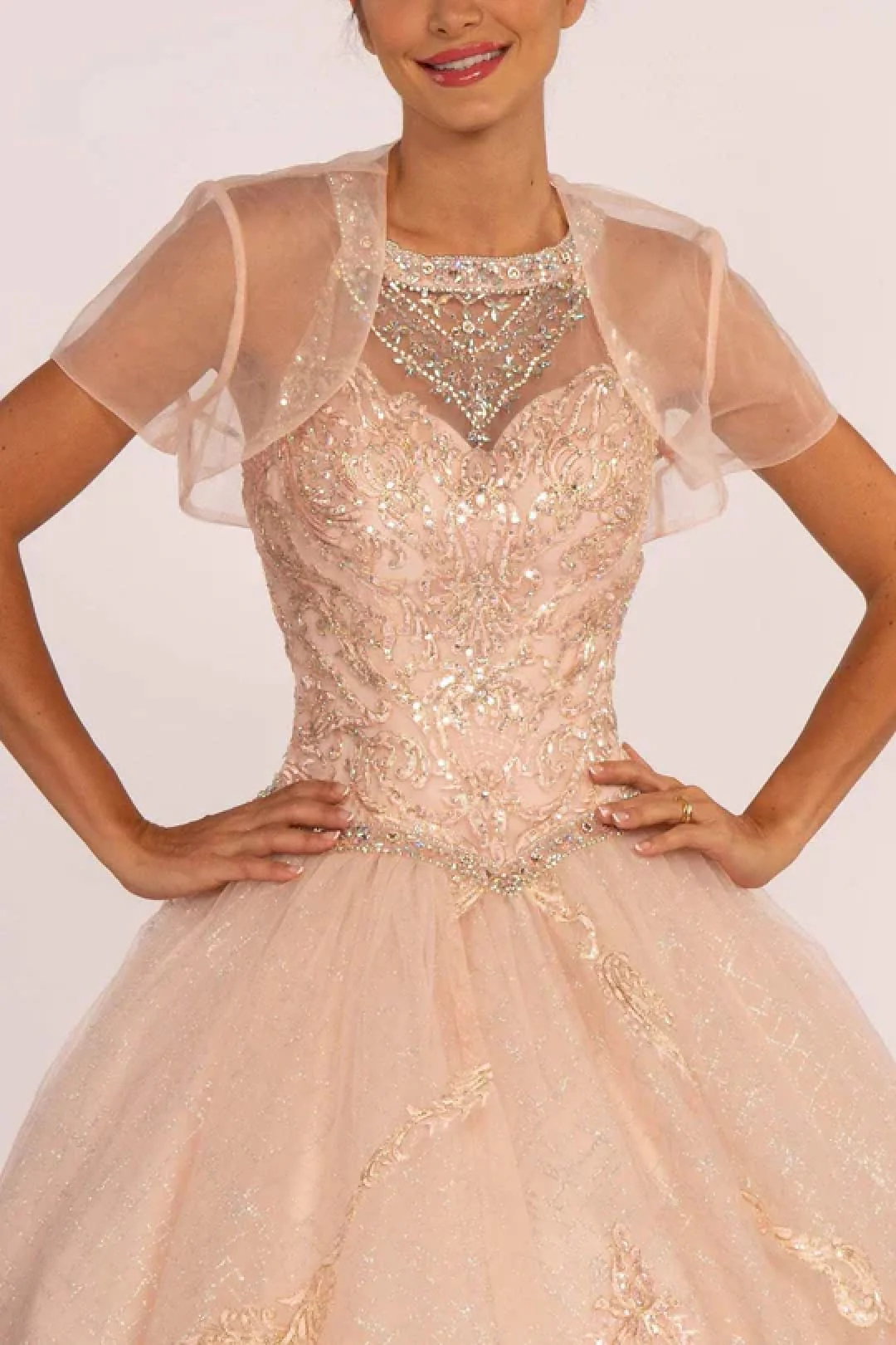 Illusion Sweetheart Glitter Ball Gown by Elizabeth K GL2600 - Image 7