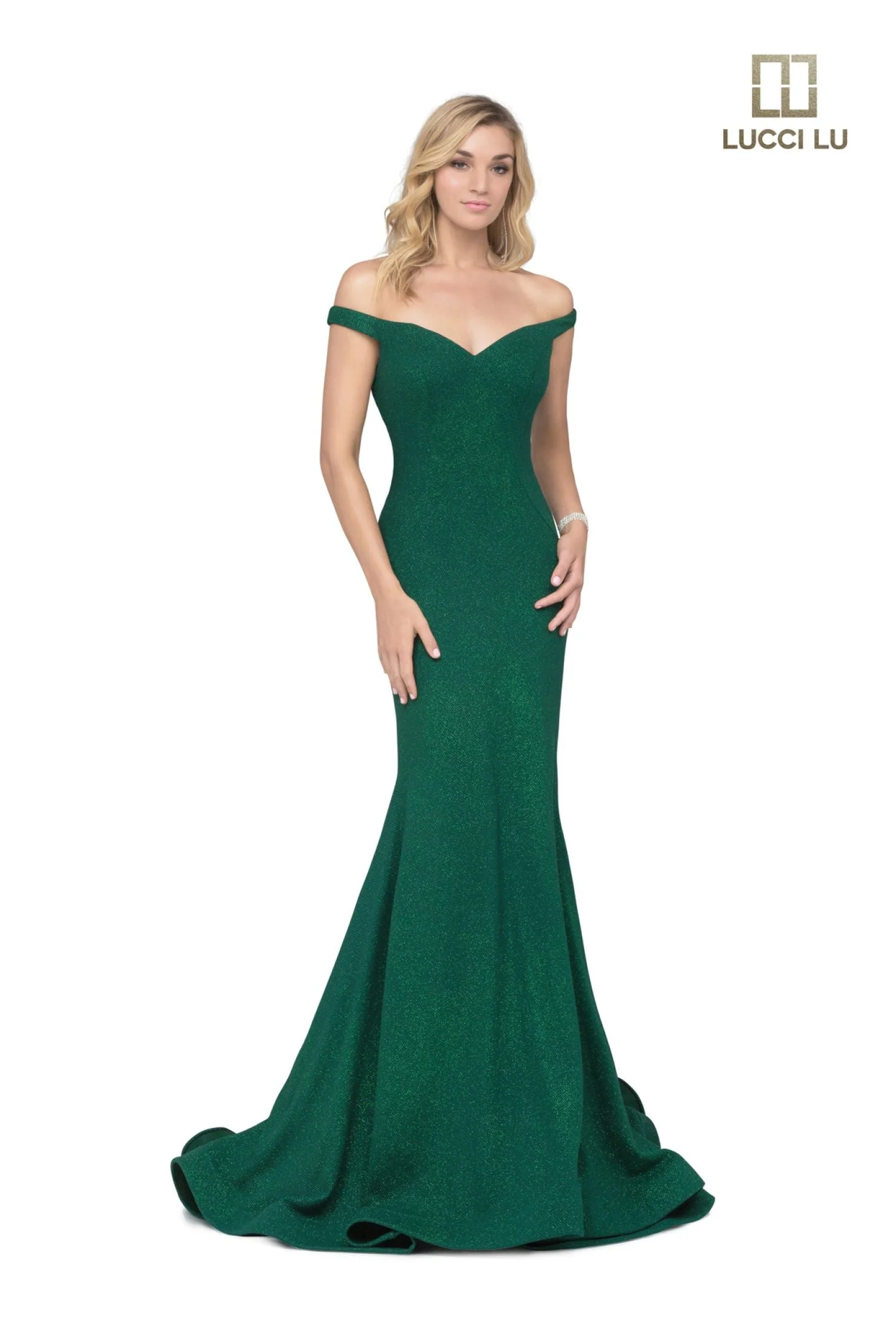 Jersey Off Shoulder Mermaid Dress by Lucci Lu 28068 - Image 4