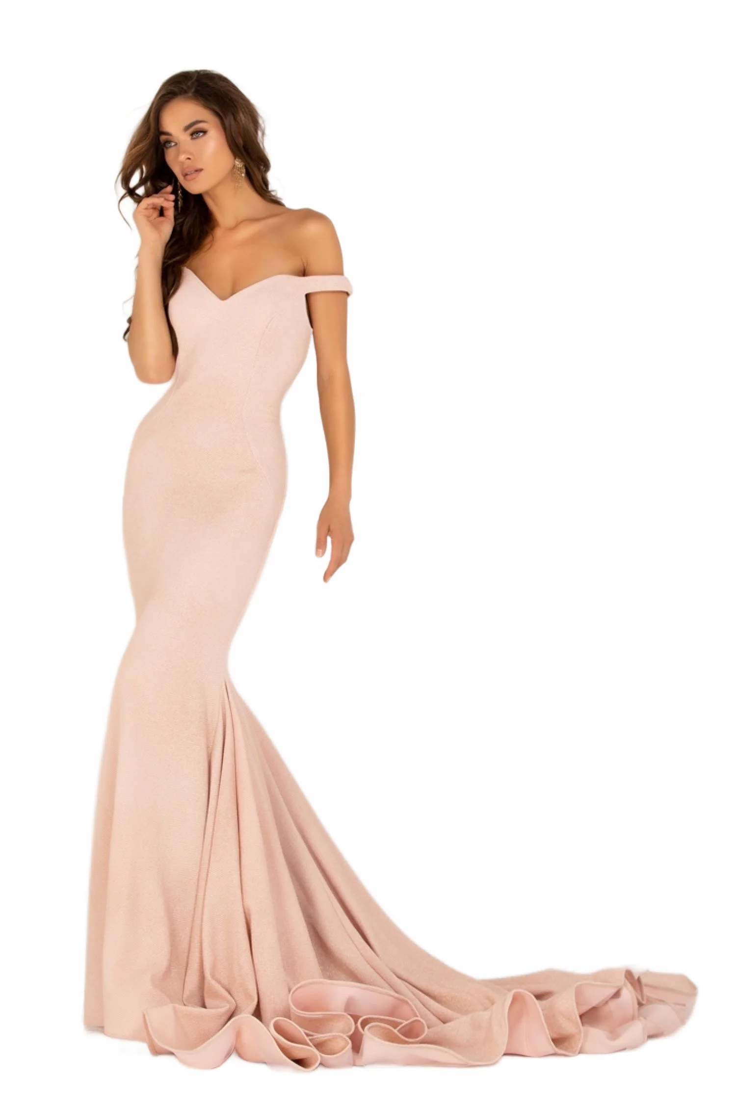 Jersey Off Shoulder Mermaid Dress by Lucci Lu 28068 - Image 6