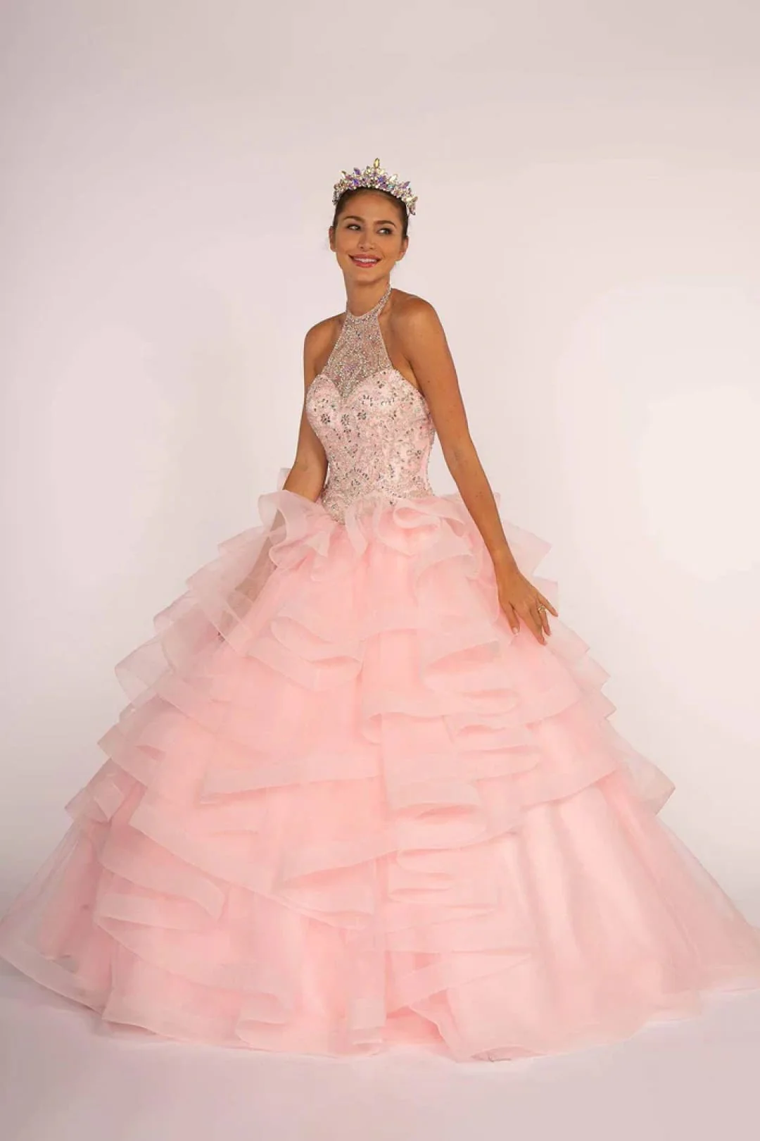 Jeweled Halter Ball Gown by Elizabeth KGL2512