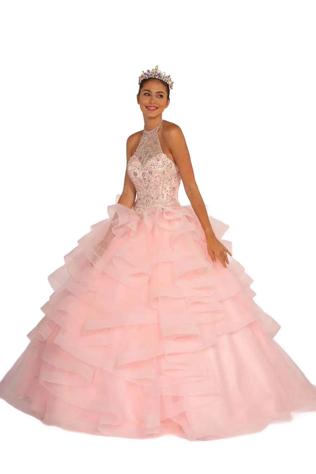 Jeweled Halter Ball Gown by Elizabeth KGL2512 - Image 5