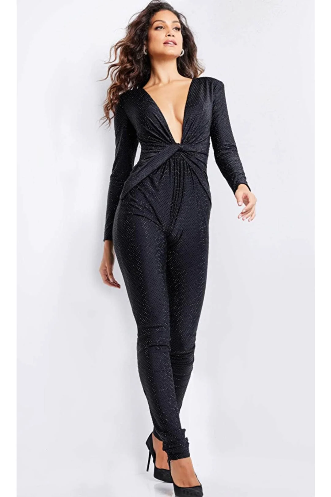 Jovani 24537 - Long Sleeve Twisted Front Jumpsuit - Image 3
