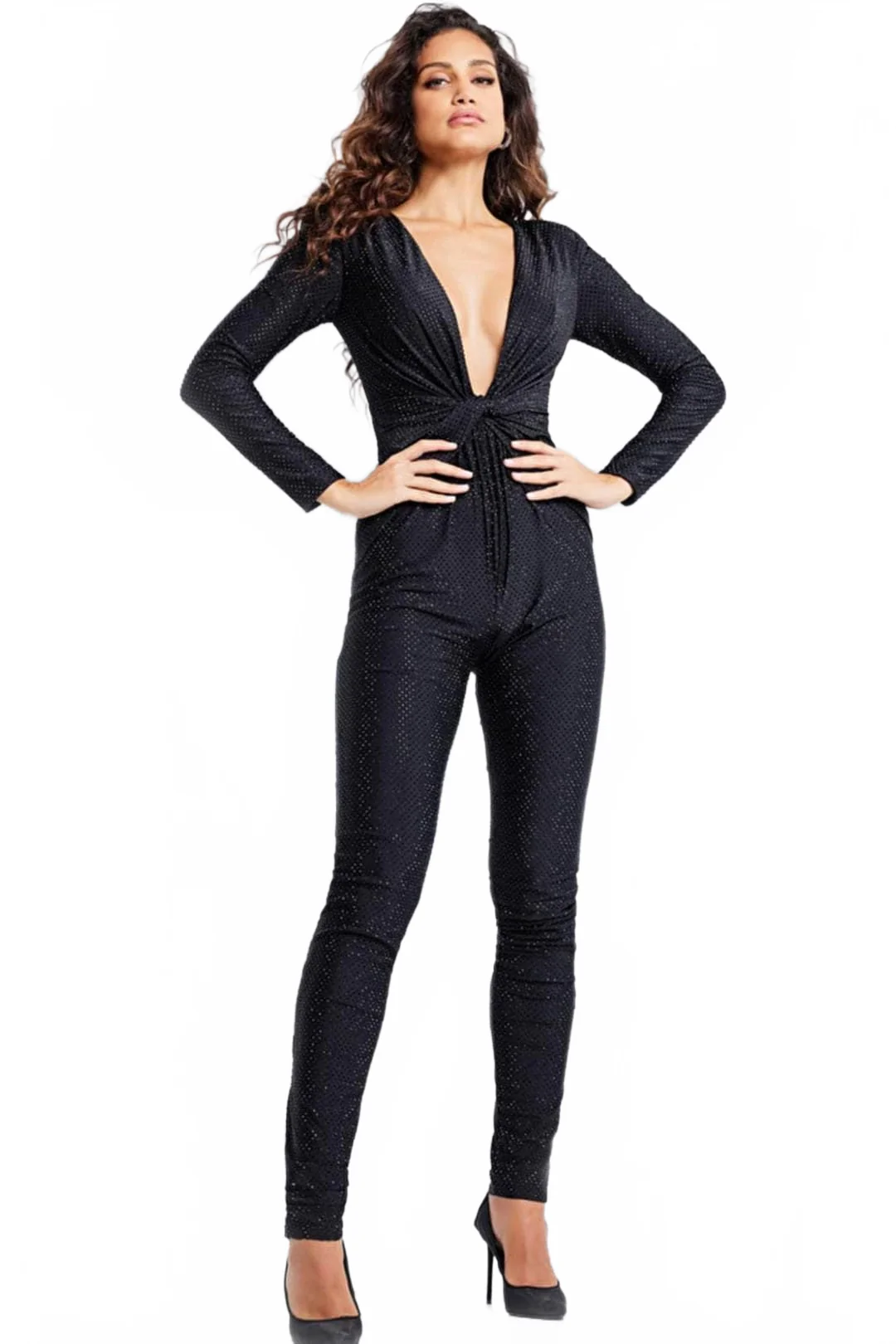 Jovani 24537 - Long Sleeve Twisted Front Jumpsuit - Image 5