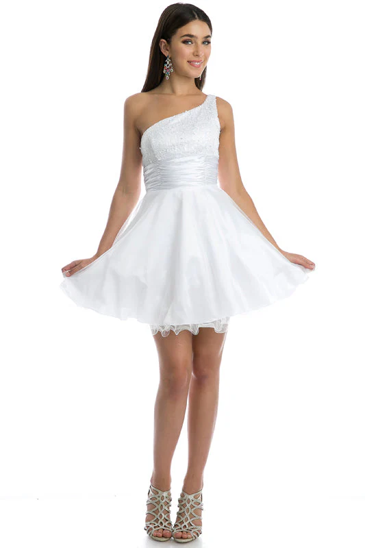 Juliet 733W One-Shoulder Sequin A-Line Mini Dress