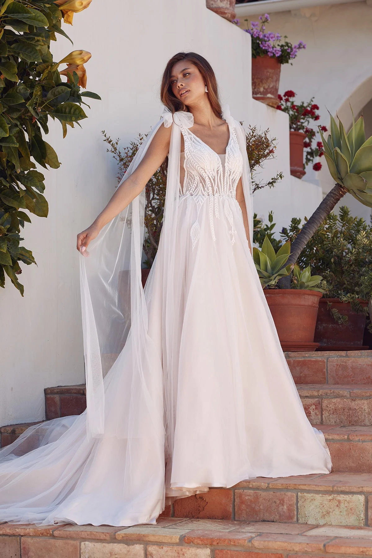 Juliet 2602CW Minimalist Tulle Wedding Gown A-Line Bridal Dress