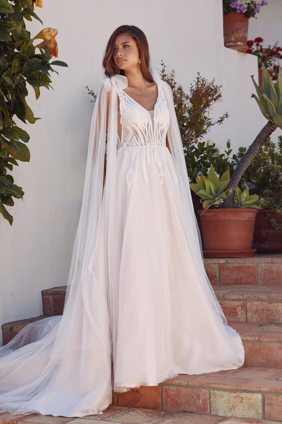 Juliet 2602CW Minimalist Tulle Wedding Gown A-Line Bridal Dress - Image 3