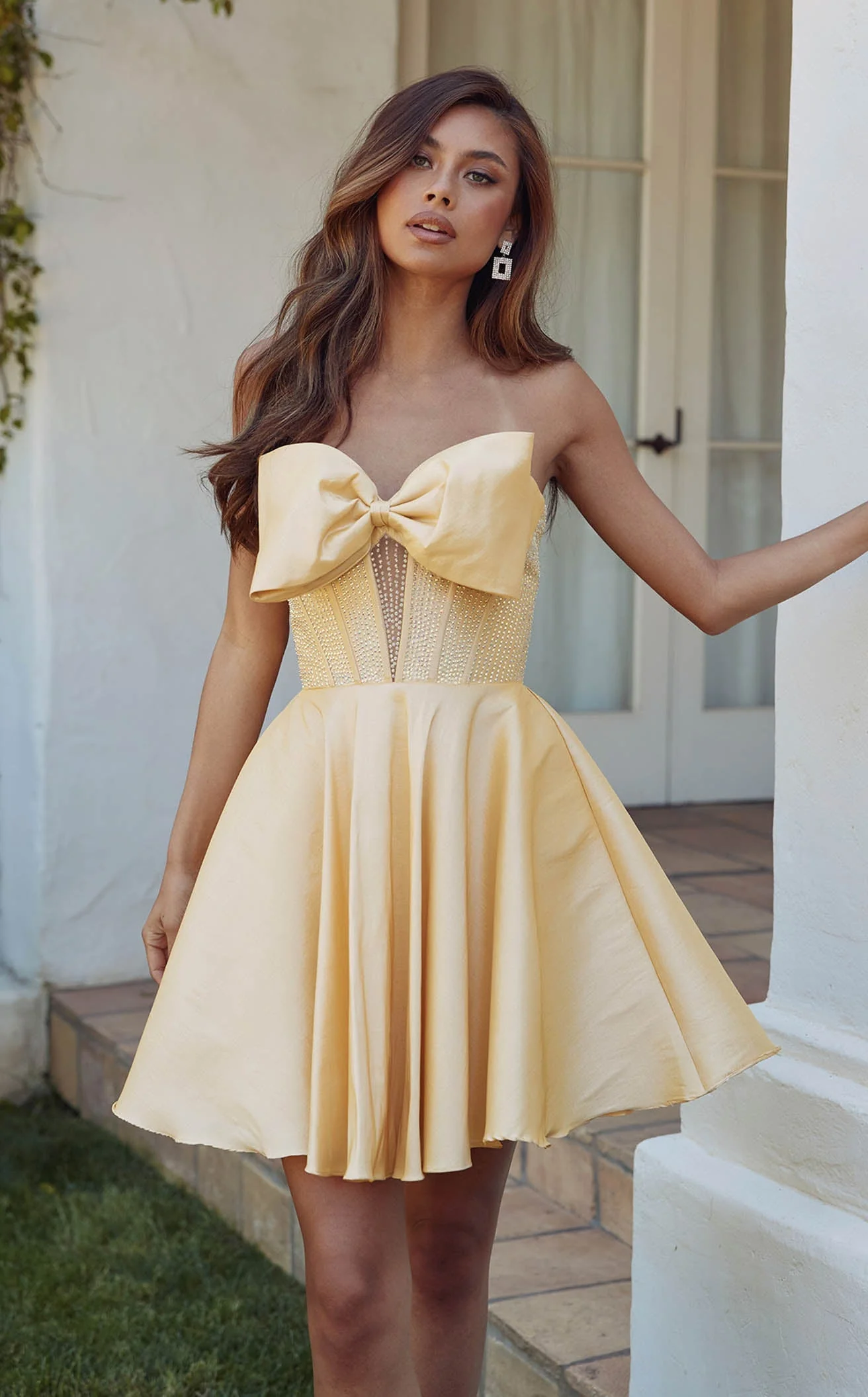 Juliet 961a Strapless Neckline Sheath Silhouette Satin Dress - Image 3