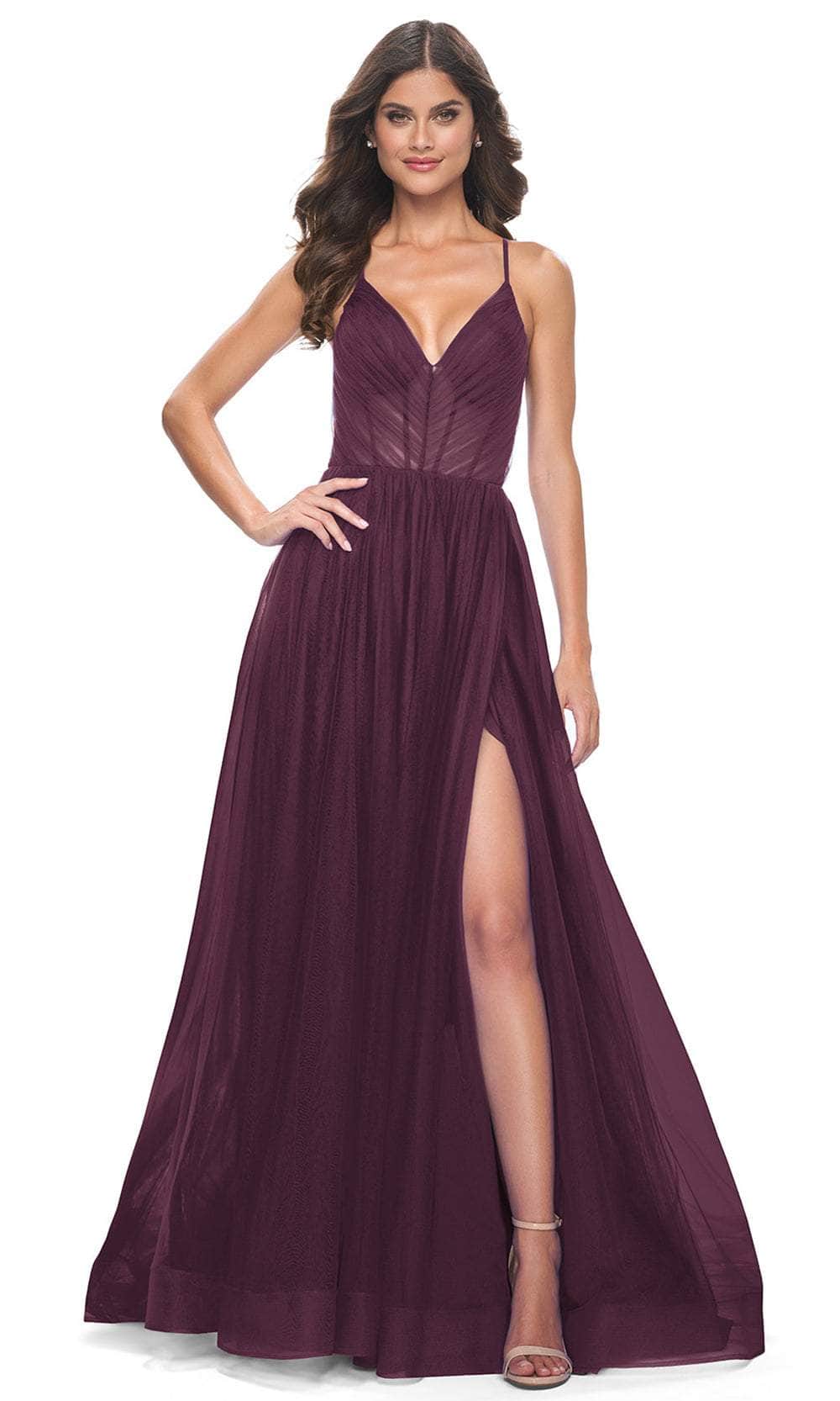 La Femme 31457 Spaghetti Strap Tulle A-Line Prom Dress - Image 6