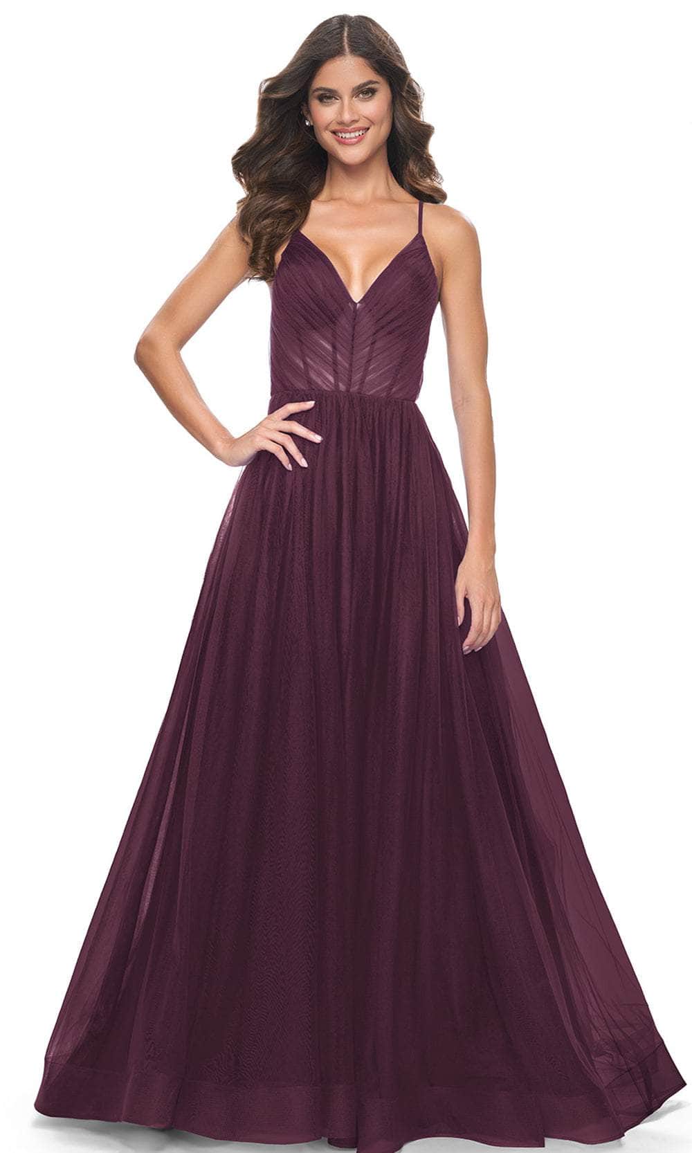 La Femme 31457 Spaghetti Strap Tulle A-Line Prom Dress - Image 7
