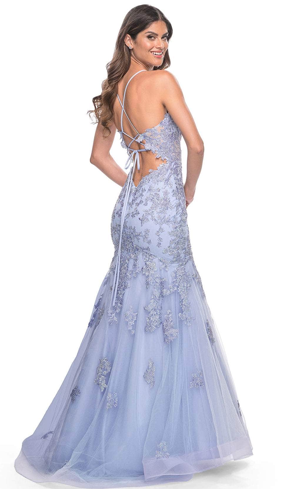 La Femme 32004 Deep V-Neck Embroidered Prom Gown - Image 3